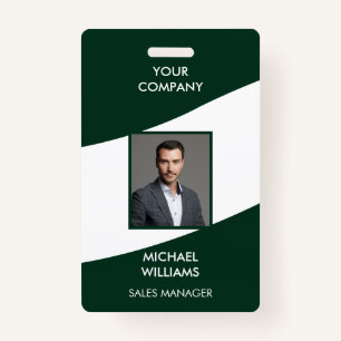Photo ID White Green  Badge ID Badge