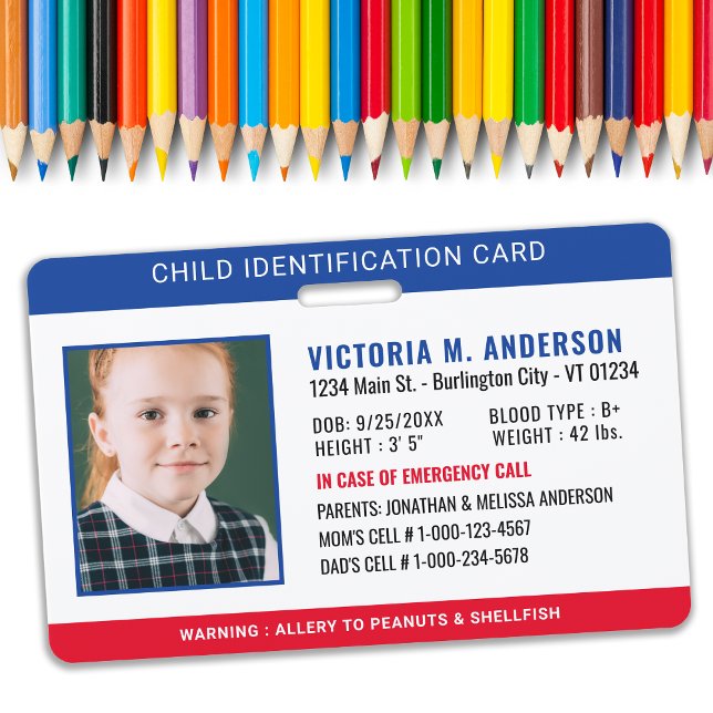 Photo Identification Emergency Safety Child ID  Badge (Creator Uploaded)