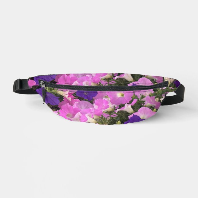 Photo Image Of Morning Glory Pink & Purple Flowers Bum Bags (Front)