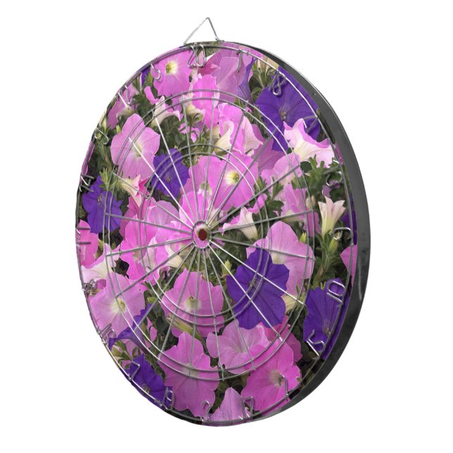Photo Image Of Morning Glory Pink & Purple Flowers Dartboard (Front Right)