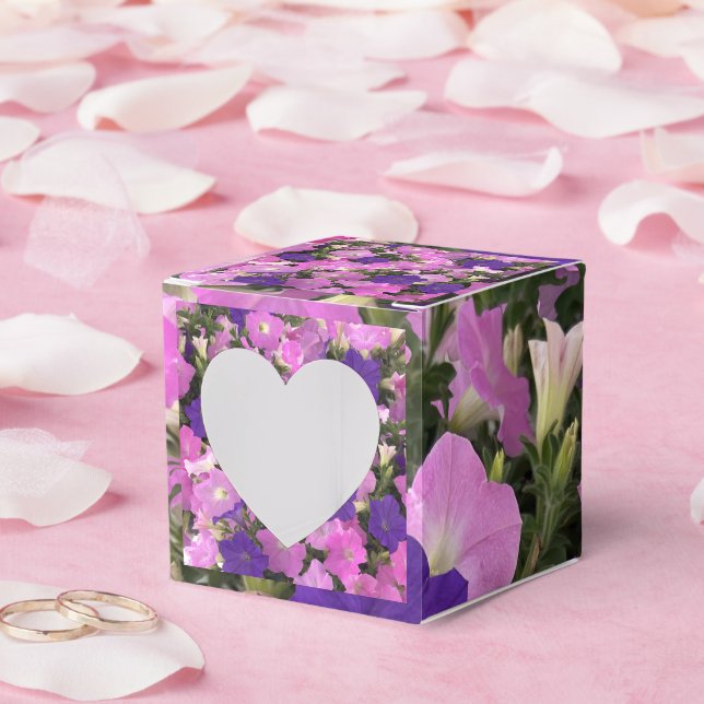 Photo Image Of Morning Glory Pink & Purple Flowers Favour Box (Wedding)