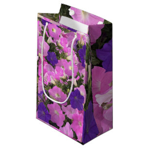 Photo Image Of Morning Glory Pink & Purple Flowers Small Gift Bag