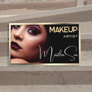 Photo Image Template Black & Gold Cream Beauty Business Card