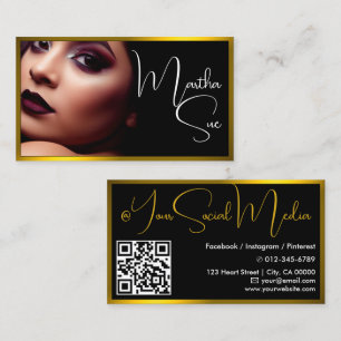 Photo Image Template Influencer Model Yellow Gold Business Card