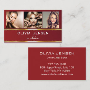 Photo Image Template Luxury Golden Beauty Salon Business Card