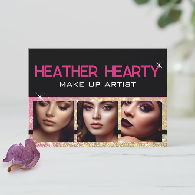 Photo Image Template Luxury Rose Gold Glitter Glam Business Card (Creator Uploaded)
