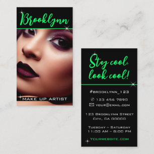 Photo Image Template Modern Cool Neon Green Slogan Business Card