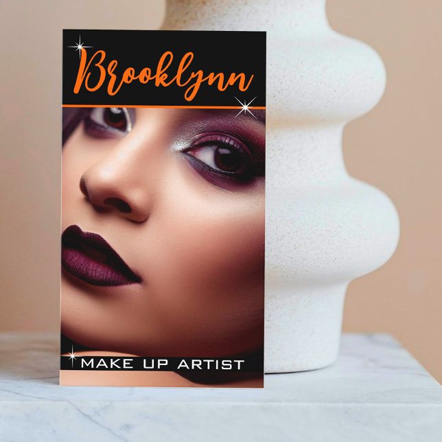 Photo Image Template Modern Cool Orange Slogan Business Card (Creator Uploaded)