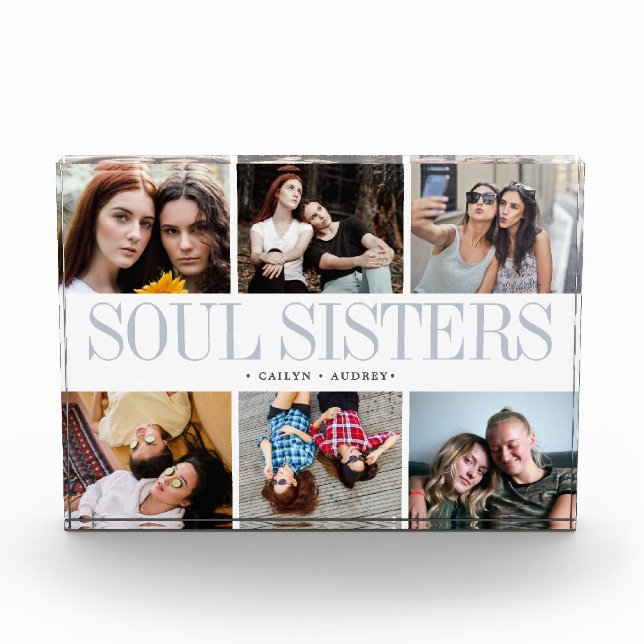 Photo In Glass Block Soul Sisters Gift For Friends (Front)