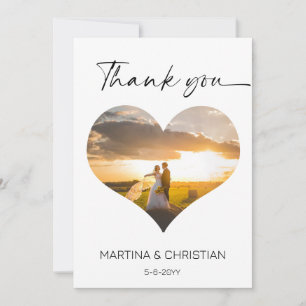 Photo in Heart Shape Wedding Thank You Card