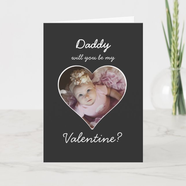 Photo in heart Will you be my Valentine Holiday Card (Front)