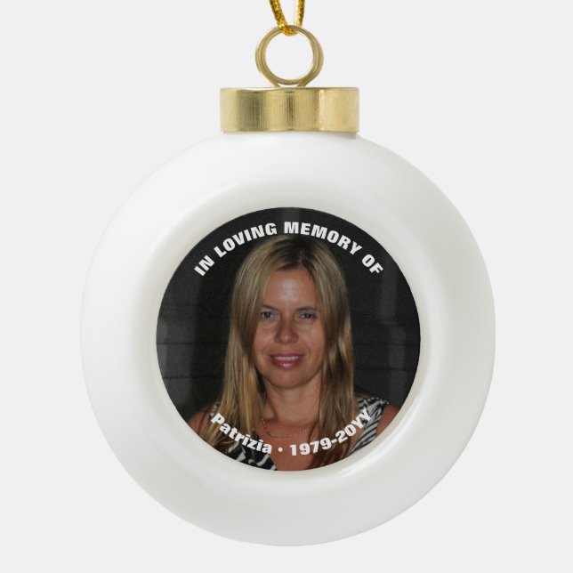Photo In loving Memory  Ceramic Ball Christmas Ornament (Front)