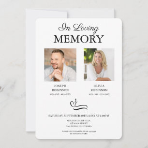 Photo In Loving Memory Funeral Memorial Invitation