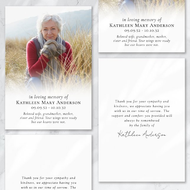 Photo In Loving Memory Funeral Sympathy Thank You Card (Creator Uploaded)