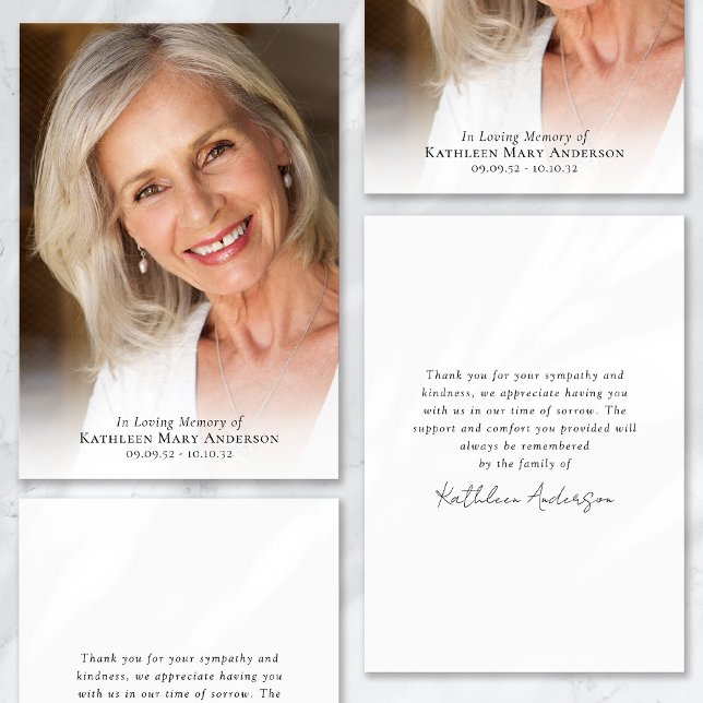 Photo In Loving Memory Funeral Sympathy Thank You Card (Creator Uploaded)