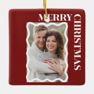 Photo in Scalloped Framed Personalised Christmas Ceramic Ornament