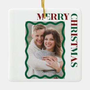 Photo in Scalloped Framed Personalised Christmas Ceramic Ornament
