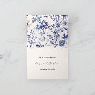 Photo Indigo Blue and Cream Wildflower Wedding Announcement
