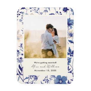 Photo Indigo Blue Wildflower Save the Date Magnet