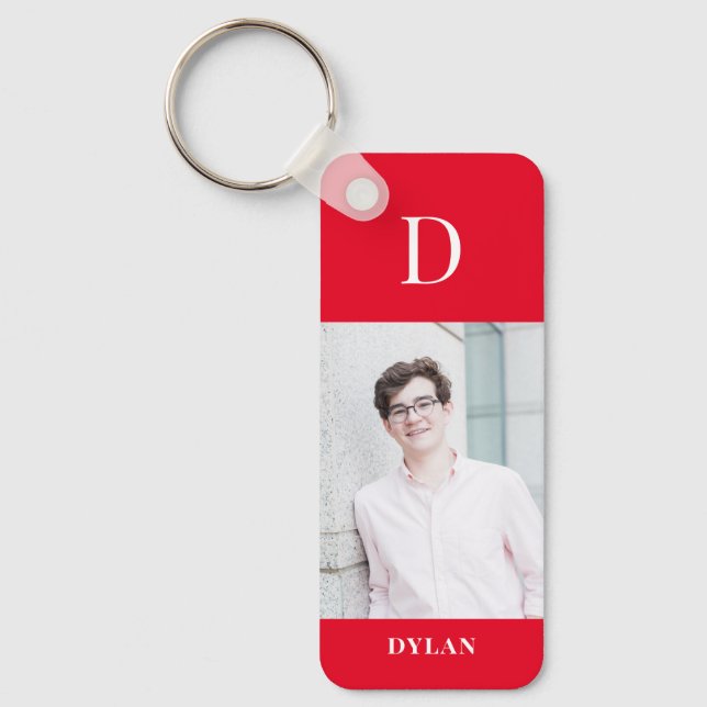 Photo Initial Editable Colour Personalised Keychai Key Ring (Front)