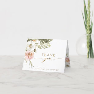 Photo Inside, Elegant Palm Leaves Floral Thank You Card