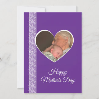 Photo inside Heart image with lace border Card