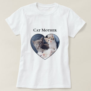 Photo Inside Heart Shape Cat Mother's Day T-Shirt