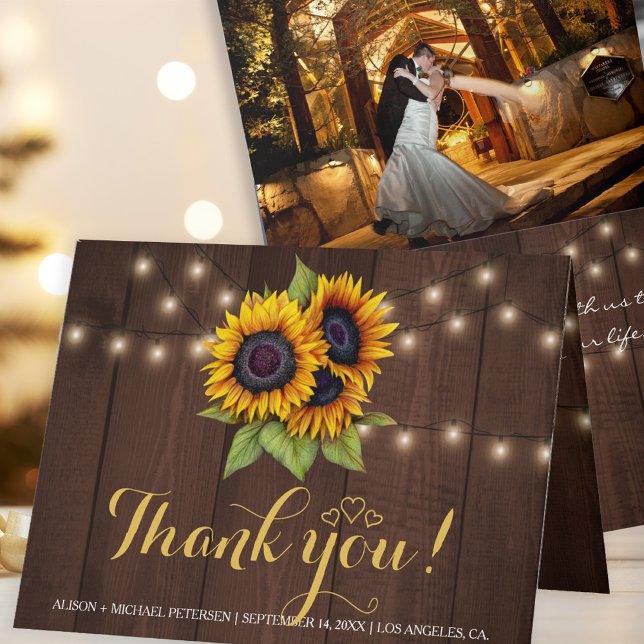 Photo inside rustic sunflowers thank you wedding (Creator Uploaded)