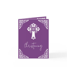 Photo Invitation For Christening Cross Sweet plum
