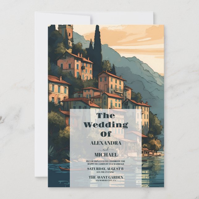 Photo Italy Lake Como Destination Wedding Invitation (Front)
