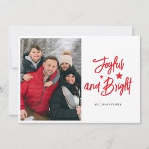 Photo Joyful Bright. Christmas Holiday Card