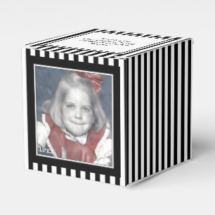 Photo Keepsake Black/White Simple Stripes Pattern Favour Box