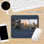 Photo Keepsake Engagement Wedding Photo Mouse Pad<br><div class="desc">3 photo layout,  numeric date; colours are all editable.</div>