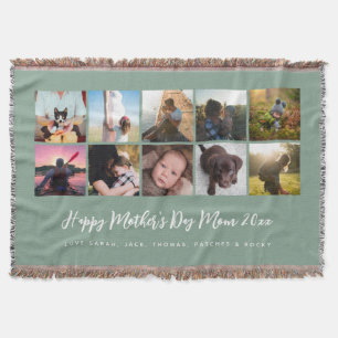 Photo Keepsake Mother's Day Sage Throw Blanket