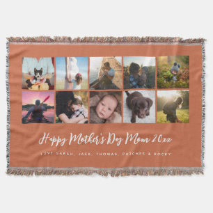Photo Keepsake Mother's Day Terracotta Throw Blanket