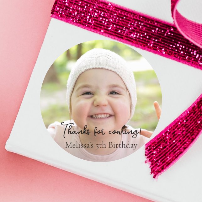 Photo Kids Birthday Party Thank you Classic Round Sticker (Photo Kids Birthday Party Thank you Classic Round Sticker)