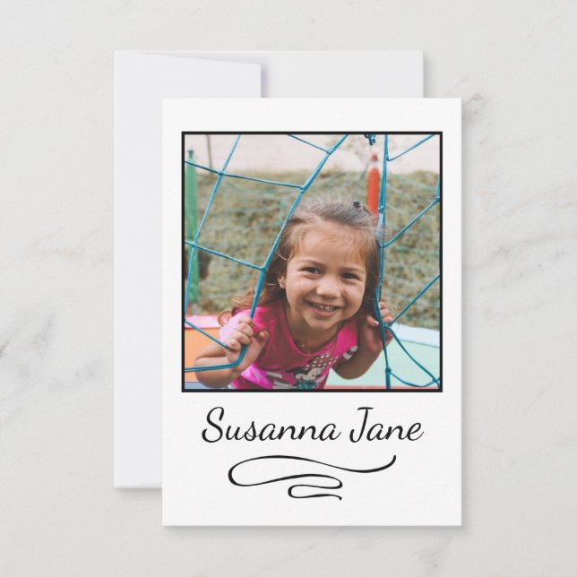 Photo kids simple script modern stylish note cards (Front)