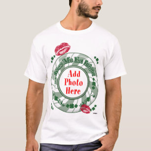 PHOTO Kiss Me I'm Irish  Green Striped Circle Kiss T-Shirt