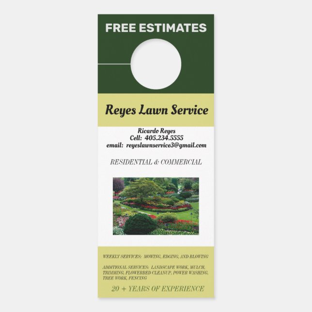 Photo Landscaping & Lawn Service Green Door Hanger (Front)