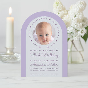 Photo Lavender Arch Our Little Sweetheart Birthday Invitation