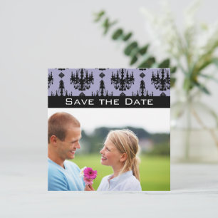 Photo Lavender & Black Chandelier Save the Date Invitation