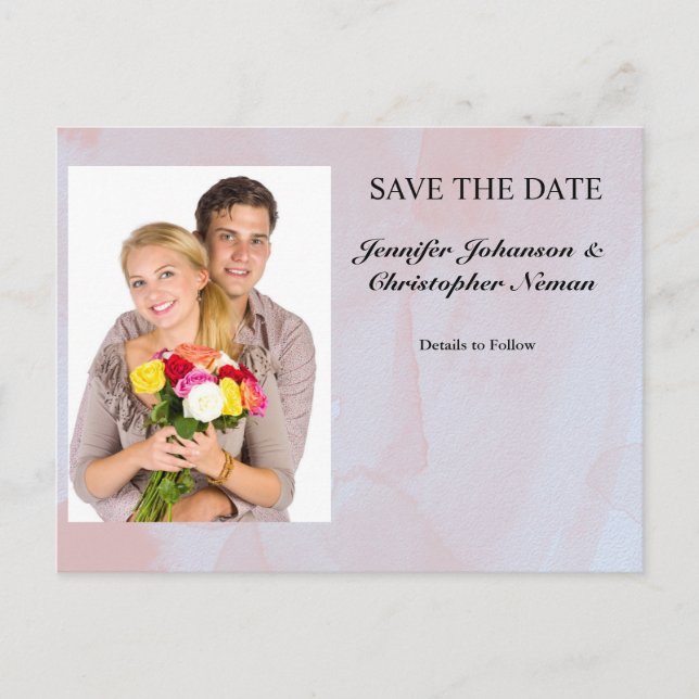 Photo Lavender Mist Marble Save the Date Postcard (Front)