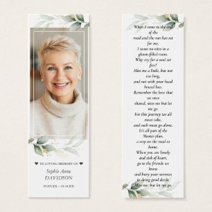 Photo Leafy Memorial Funeral Poem Bookmark