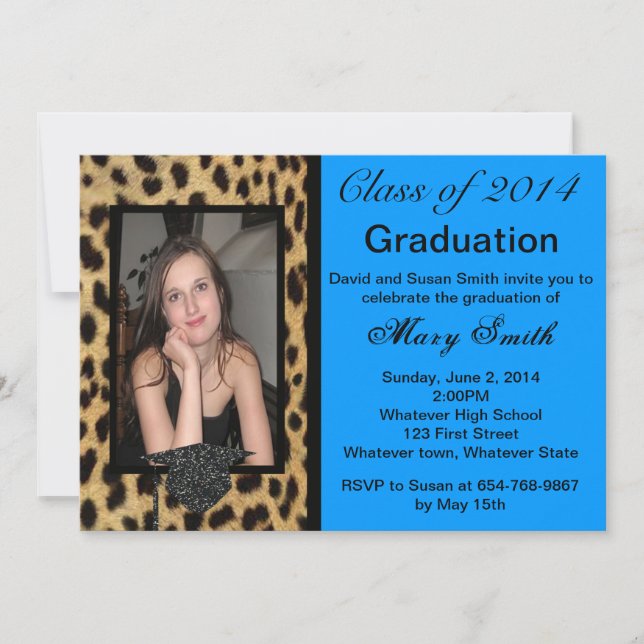 Photo Leopard Graduation Invitation (Front)