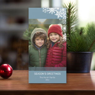 Photo - Let It Snow Snowflakes - blue white Holiday Card