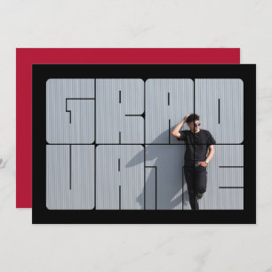 Photo Lettering Red Graduation Ceremony Invitation