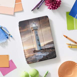 Photo Lighthouse Ocean Sunrise Sunset Painting iPad Pro Cover