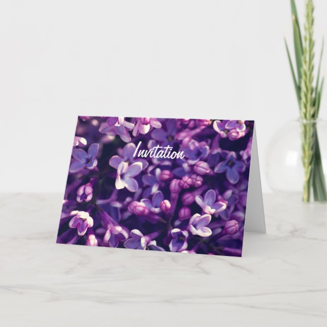 Photo Lilac Flower Birthday Gift Invitation (Front)