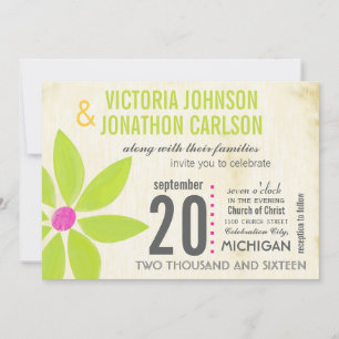 Photo Lime Stylised Daisy Wedding Invitations