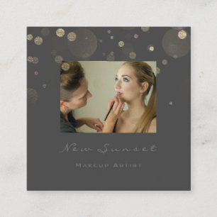 Photo Linen Makeup Artist Professional Blush Grey Square Business Card